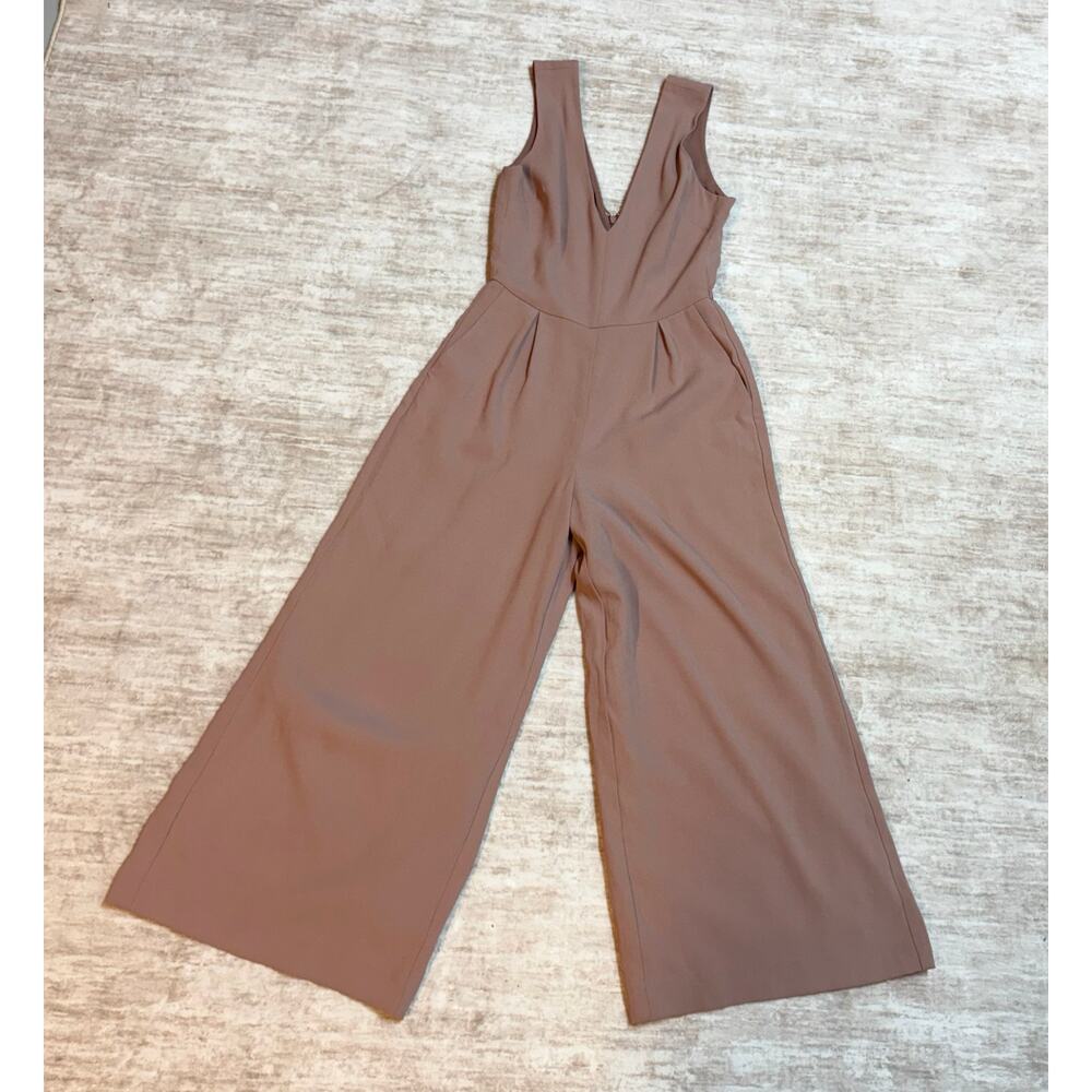 Babaton Aritzia Women’s 0 Sleeveless V-neck Pleated Jumpsuit Pockets Wide leg
